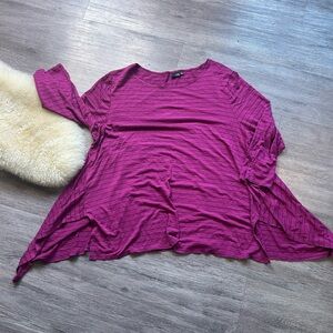 Flowy Striped Tunic Top in Magenta